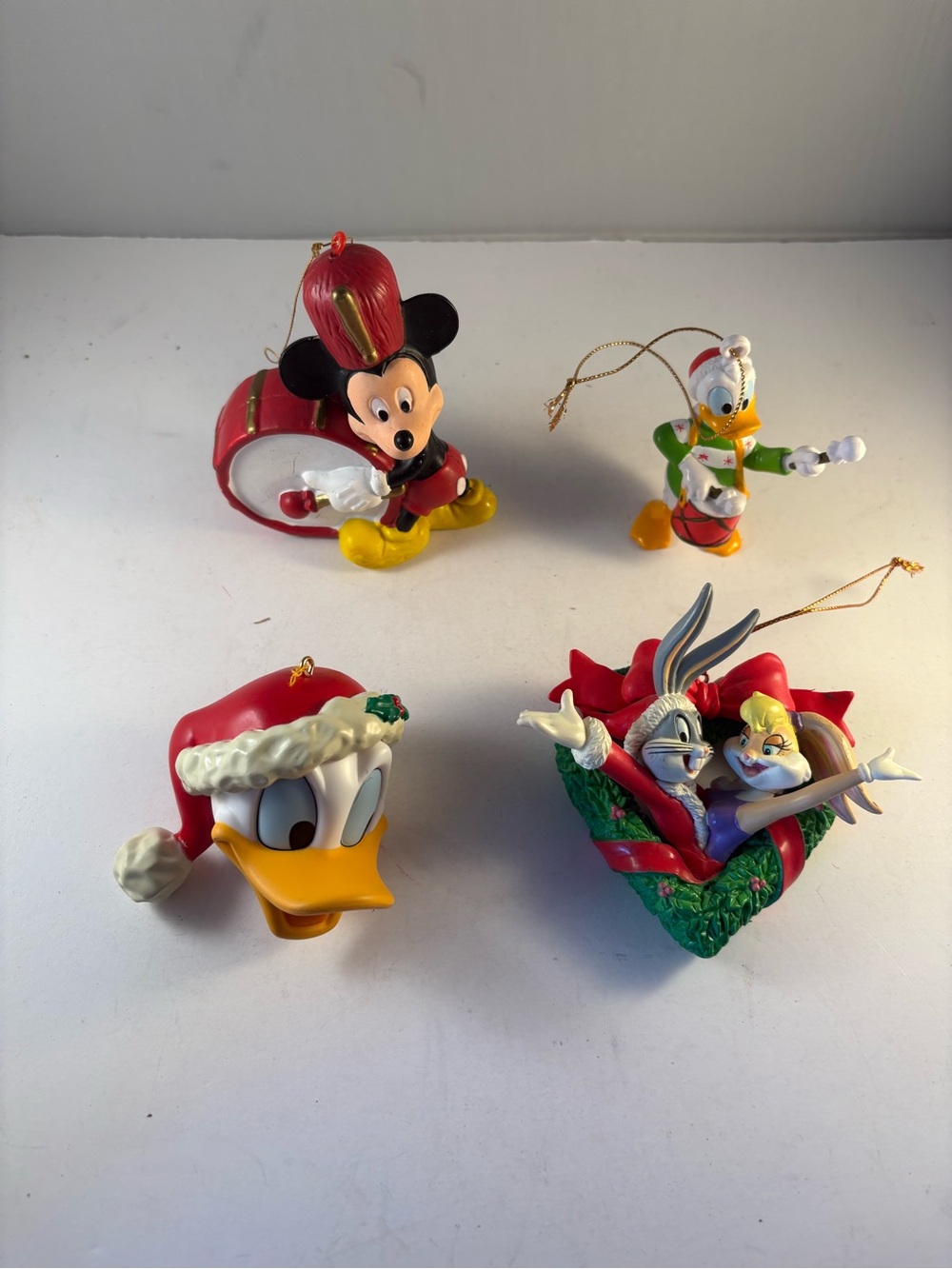 Lot 4‎ Vtg 90s Looney Tunes Christmas Ornament Bugs Bunny Lola Donald Mickey 3”